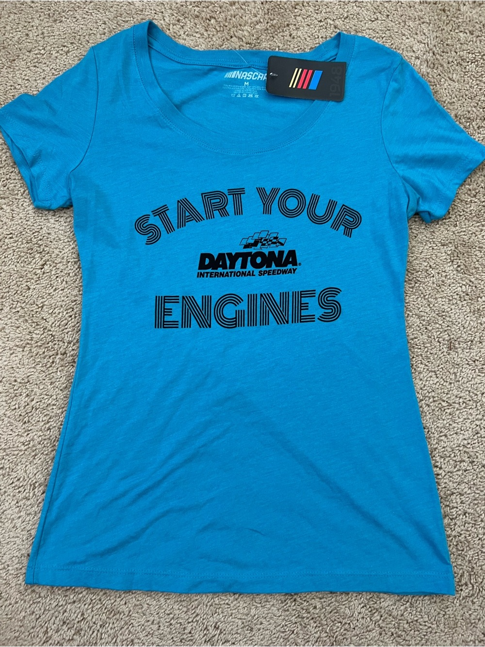 NWT NASCAR Daytona Women’s Medium T-shirt Blue Race Car Racing Graphic Tee
